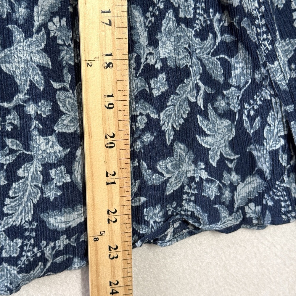 Faherty Top Womens Small Emery Blouse Blue Esna Floral Peasant Relaxed Smocked - Picture 11 of 11
